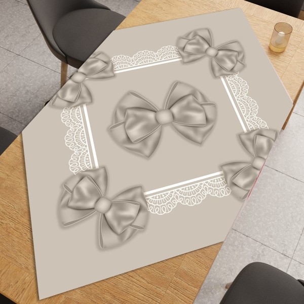 Quadrato Tovaglia 90x90 Linea Fiocco con Decori a Pizzo – 100% Poliestere, 3 Colorazioni Disponibili