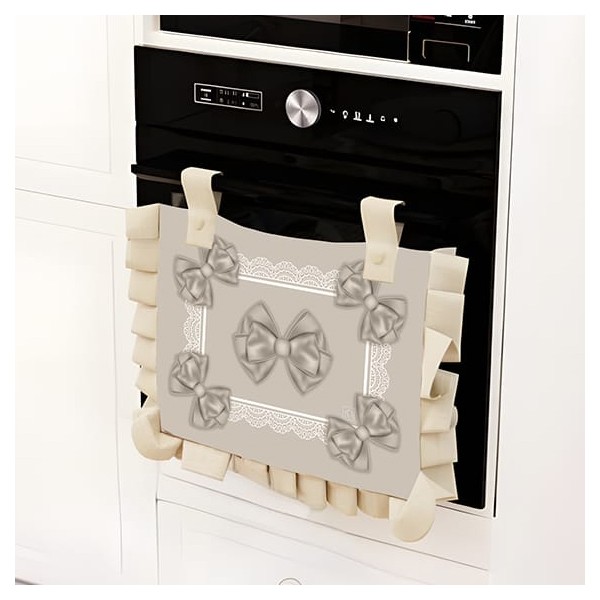 ponibile in Vari Colori Copriforno 40x50cm con Balze e Fiocchi Linea Fiocco – 100% Poliestere Lavabile, 3 Colorazioni a Scelta