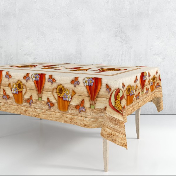 Tovaglia da Tavola Linea Classic - Mongolfiera e Margherite, Disponibile per 6 o 12 Posti in Vari Colori